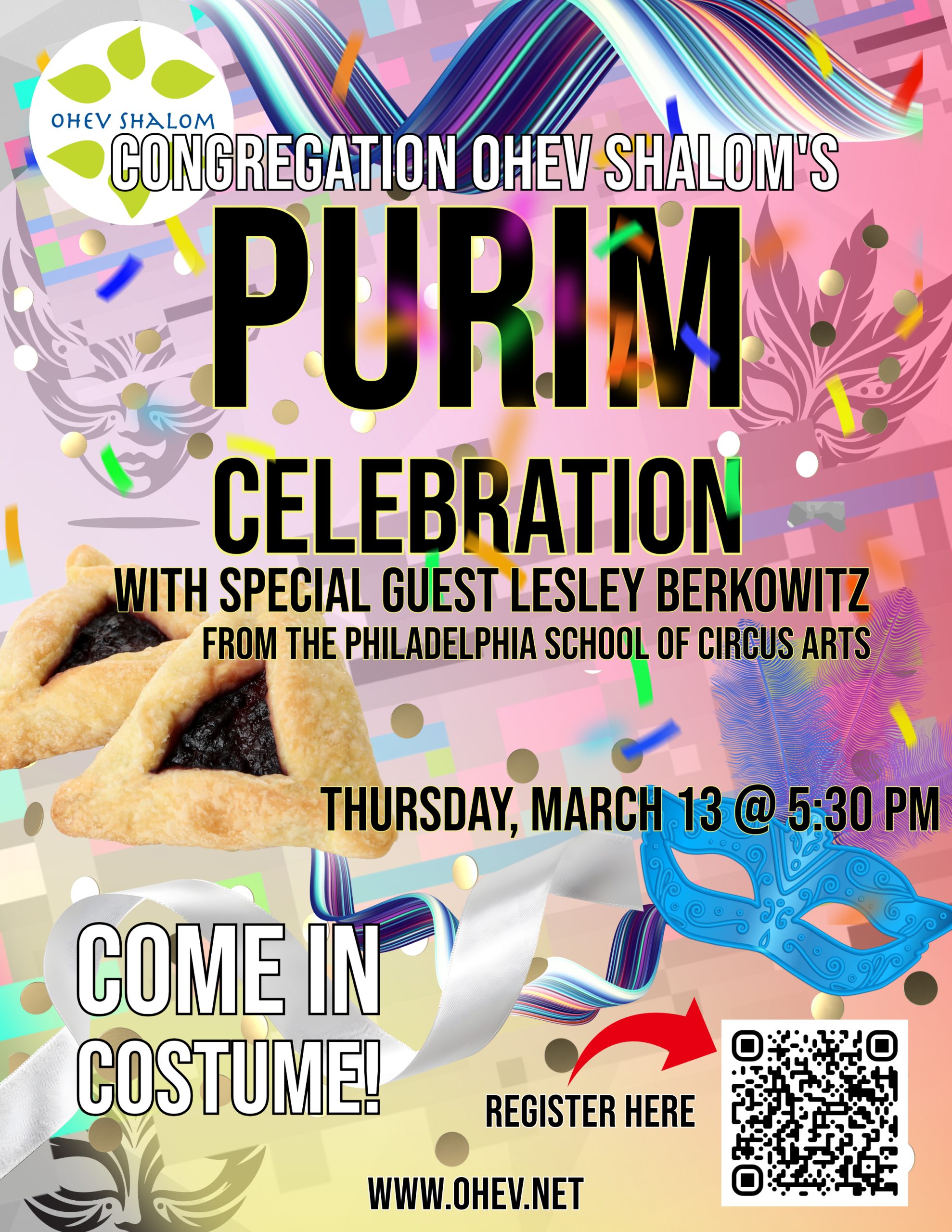 Purim Celebration with Special Guest Lesley Berkowitz from the Philadelphia School of Circus Arts